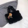 Bolso Peludo de Moda, Bolso de Hombro tipo Burbuja de Peluche Estilo Perezoso para Niña, Bolso de Mano Cubo de Alta Calidad para Otoño e Invierno