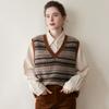 Chaleco de Cachemir con Cuello en V Estilo Fair Isle para Mujer Chaleco sin Mangas de Jacquard Suéter Otoño e Invierno Chaleco de Lana Holgado