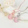 Pingente de raposa de cristal rosa estilo coreano corrente de clavícula em ouro rosa joia simples da moda para estudantes