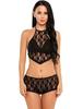 Comercio exterior europeo y americano AliExpress lencería sexy de encaje transparente con faja para el vientre, traje de ropa interior de encaje con tres puntos en el pecho
