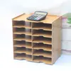 Estantería de escritorio de varios niveles con 30 compartimentos para papel A5, estantería para oficina y estudiantes, marco de madera, estante de almacenamiento de madera, caja de almacenamiento