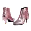 Botines de mujer estilo Martin transfronterizos con punta fina, suela de goma, cremallera lateral, botines versátiles de tacón alto, botas de mujer de talla grande para otoño e invierno