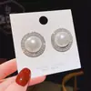 Pendientes de perlas de nicho de lujo con luz de aguja de plata S925 para mujer, pendientes de flor de piedra de ojo de gato con diamantes súper brillantes, pendientes rojos de red al por mayor