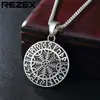 P0513-NK01 joyería de comercio exterior al por mayor personalizada retro nórdica vikingos hombres redondo marca titanio acero colgante