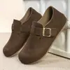 Sapatos femininos populares estilo Birkenstock, de sola reta e totalmente fechados, nova coleção outono 2026, sapatilhas Birkenstock sem cadarço, mocassins e sapatos de encaixe