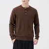 Suéter de Punto Henley para Hombre "Estilo Old Money", Suéter Casual de Mezcla de Seda de Morera y Lana para Otoño/Invierno, Capa Base