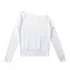 Estilo Principal de Blogueira Ins Desejo Puro Gola Assimétrica Manga Longa Camiseta Outono e Inverno Novo Design Sense Ombro Caído Top Solto