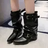 Botas vaqueras occidentales de suela gruesa para mujer, botas de tacón apilado, botas de tacón grueso con corte bootcut, botas cortas, nuevas botas Martin de verano-otoño 2026