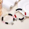 Joyería de Halloween Más Vendida Transfronteriza Araña Amor Atracción Magnética Pulsera Elástica de Perlas Ajustable Joyería de Pareja