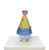 Nuevo Polvo de Vidrio Zibo Forma de Corazón Envuelto en Alambre Árbol de Navidad Artesanía de Vidrio Adorno Lampwork