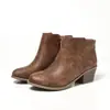 Fornecimento transfronteiriço para a Europa e os EUA: Botas de tornozelo femininas estilo western, bico redondo, duráveis, com salto grosso, tamanho plus size, de calçar, sapatos femininos outono/inverno