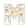 Enfeites Decorativos de Madeira de Natal Transfronteiriços com 26 Letras e Design de Padrão Floral para Artesanato e Decoração Caseira