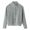 Ins estilo europeo y americano transfronterizo 2026 nueva moda elegante ropa de mujer al por mayor chaqueta cárdigan de punto de cuello alto para commuting