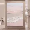 Pintura al óleo pintada a mano sala de estar sofá pintura decorativa pasillo fondo pintura colgante viento silencioso vista al mar rosa amanecer pintura abstracta