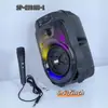 Modelo Popular Alto-falante Bluetooth Portátil de 6,5 polegadas com Luzes Coloridas para Karaokê, Microfone para Comércio Exterior, Áudio Bluetooth para Dança de Praça