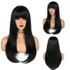 Peluca europea y americana de estilo transfronterizo, larga, recta, ligeramente ondulada, con capas y flequillo, disponible para venta al por mayor desde el fabricante