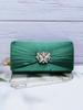 Moda Transfronteiriça clutch plissada de seda artificial, portátil com corrente, bolsa de noite, grande capacidade, multicolorida, combina com tudo
