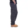 Pantalones de Trabajo Casuales de Algodón para Hombre con Cintura Elástica, Talla Grande, Multibolsillos, Corte Holgado, Pantalones Largos para Obra
