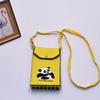 Bolso para teléfono móvil de estilo coreano con diseño de panda pequeño, bandolera de punto, bolso de mano con solapa, bolso informal para salir