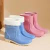 Sapatos aquáticos da moda no meio da panturrilha, galochas duráveis, amigáveis para cozinha, sapatos de borracha quentes para adultos, botas de trabalho femininas, antiderrapantes, impermeáveis, galochas curtas