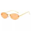 Gafas de sol redondas pequeñas de alta gama sin montura estilo coreano para mujer, modernas, retro, pequeñas, marrones, para fotografía callejera