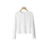 Camiseta Henley Elástica de Canalé para Mujer, Manga Larga, Botones al Frente, Corte Ajustado, Base, Dulce y Picante, Deseo Puro, Primavera y Otoño 2026