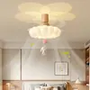 Lámpara para habitación infantil estilo vintage 2026 modelo nuevo nube conejo color crema lámpara de proyección protección ocular para dormitorio de niñas con ventilador
