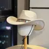Sombrero de Vaquero Occidental Retro Americano de Nuevo Estilo para Mujer con Ala Ancha, Protección Solar, Circunferencia de Cabeza Grande, Sombrero para Senderismo al Aire Libre, Sombrero de Sol para Viaje