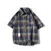 Camisa a Cuadros de Manga Corta Estilo Retro Japonés de Verano 2026 para Hombre, Talla Grande, Cardigan Casual de Moda Holgado Venta al por Mayor