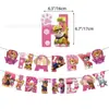 Conjunto de Louça Descartável Tema Patrulha Canina Rosa Decoração de Festa de Aniversário Infantil Toalha de Mesa Prato de Papel