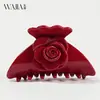 Novo Prendedor de Cabelo Wjia de Acetato Flor Rosa para a Parte de Trás da Cabeça, Grande Prendedor de Tubarão Acessório de Cabelo para Mulheres
