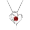 Collar de Plata de Ley S925 con Doble Capa en Forma de Corazón Incrustado con Diamantes de Amazon, Transfronterizo Europeo y Americano, para Mujer, con Doce Piedras de Nacimiento, Cadena Versátil para Clavícula