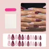 Uñas Postizas Nuevas Transfronterizas Europeas y Americanas Lunares Blanqueadoras Francesas Uñas Postizas Almendra Uñas Falsas 24 Piezas Piezas de Uñas a Juego de Color