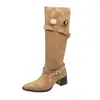 Botas altas hasta la rodilla de estilo western vaquero, inspiradas en el Tíbet, con tacón grueso, tacón alto, punta fina para mujer, nueva colección de otoño 2026
