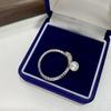 Año Nuevo de la Serpiente Anillo Abierto Ajustable de Lujo Ligero para Mujer de Agua Dulce Joyería Anillo Estilo Palacio de Luz Fuerte