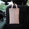 Caixa de lenços de carro de luxo leve Xiaoxiang Wind Bolsa de lenços de carro montada na parte traseira Caixa de armazenamento de lenços de carro da moda