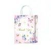 Sacola de Embalagem para Presente de Festa de Agradecimento Transfronteiriça com Estampa de Flores Coloridas Sacola de Papel Kraft Branco com Alça