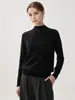 Nuevo suéter de punto minimalista versátil de corte ajustado para mujer, 100% cachemira, cuello semi-alto, otoño e invierno