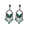 Pendientes de Mariposa de Zirconia con Gota de Agua y Flor para Banquete de Lujo, Pendientes de Estilo Palacio Retro, Pendientes de Lujo Ligero y de Alta Gama