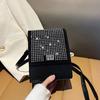 Bolso Cruzado Urbano Sencillo Transfronterizo Pequeño para Niñas, Modelo Nuevo Lleno de Pedrería, Bolso Cruzado de Hombro para Teléfono Móvil con Pedrería, Bolso de Mujer