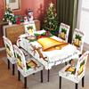 Mantel Navideño Impermeable Estampado Transfronterizo Restaurante Hogar Juego de Decoración de Cubre Silla Estampado Mantel Navideño Cubre Silla