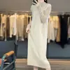 Outono e Inverno Novo Suéter de Lã Pulôver Feminino Gola Redonda Cor Sólida Colete Tricotado Suéter sem Mangas Vestido Interno de Lã