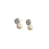 Pendientes Pequeños de Perla Cubo de Azúcar Estilo Francés para Mujer, Aguja de Plata S925, Lujo Ligero, Elegantes, Pendientes de Alta Gama, Accesorios de Oreja de Moda y Versátiles