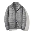 Chaqueta de Plumón Ligera Talla Grande de Invierno Unisex Cuello Alto Cómoda Cálida Plumón de Pato Blanco Color Sólido Ropa Exterior con Capucha