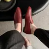 Mocasines de Moda Sencillos Estilo Coreano de 1 cm 2026 Verano Nuevos Zapatos Planos sin Cordones de Punta Redonda de Piel para Mujer