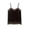 Moda Europeia e Americana Transfronteiriça Aliexpress Venda Quente Verão Sexy Versátil Renda Veludo Estilo Lingerie Top