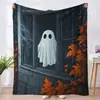 Manta de Halloween Manta Linda de Fantasma y Calabaza Serie 2 Manta Decorativa para Oficina Manta de Franela Otoño e Invierno