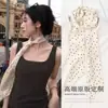 Lenço Longo Retro Francês de Cetim com Bolinhas Onduladas Brancas para Mulheres, Versátil, Elegante, Atmosfera de Alto Padrão, Acessórios de Lenço, Estilo Estrangeiro