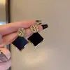 Pendientes Cuadrados Geométricos Diseño de Nicho Pendientes Negros Retro 2024 Nuevos Modernos Lujo Accesible Pendientes de Gama Alta