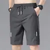 Shorts Sueltos Deportivos de Secado Rápido con Sensación de Hielo para Hombre, Pantalones Casuales Versátiles de Cinco Puntos de Seda de Hielo, Pantalones de Aire Acondicionado, Modernos